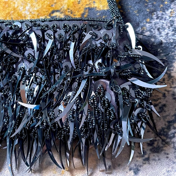 Metallic grey clutch bag 🌚 beads & sequins - Picture 9 of 12